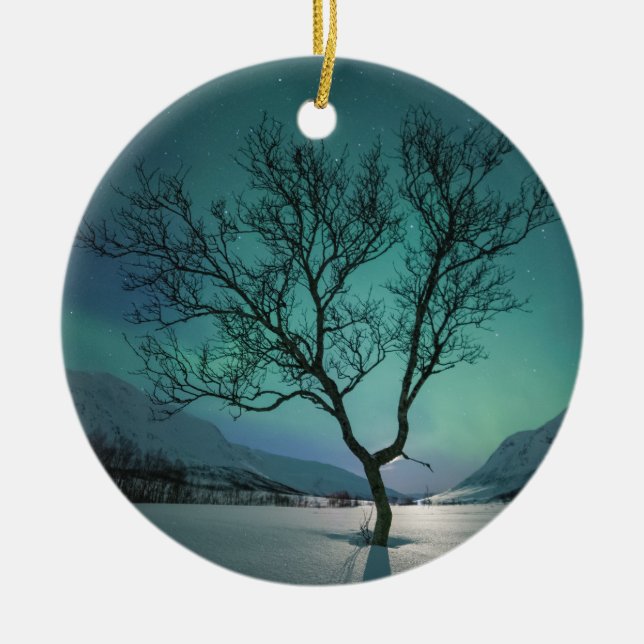 Ornamento De Cerâmica Árvore das luzes do norte (Frente)