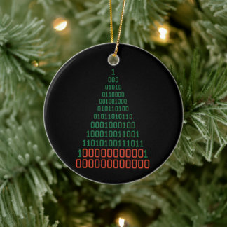 Ornamento De Cerâmica Árvore de Código Binário de Natal Programador Dese