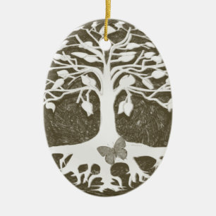 Ornamento De Cerâmica Árvore de começos novos da vida por Amelia Carri
