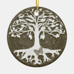 Ornamento De Cerâmica Árvore de começos novos da vida por Amelia Carri