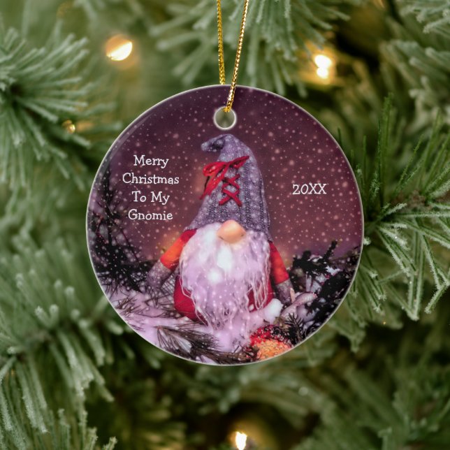 Ornamento De Cerâmica Árvore de Feriado Gnomo Feliz de Natal (Árvore)