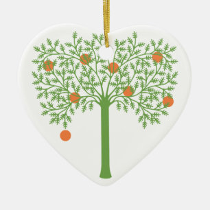 Ornamento De Cerâmica Árvore de Laranja Estilizada