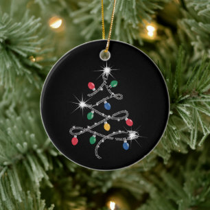 Ornamento De Cerâmica Árvore de Luz de Natal Rhinestone Mega Brilho