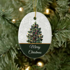 Ornamento De Cerâmica Árvore de natais vintages com Flocos de Neve