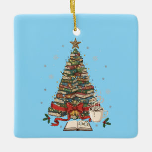 Ornamento De Cerâmica Árvore de Natal Aconchegante para Leitores e Amant