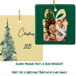 Ornamento De Cerâmica Árvore de Natal Amarelo-Verde-Amarelo-Manteiga
