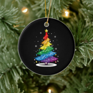 Ornamento De Cerâmica Árvore de Natal Arco-íris Orgulho LGBT Gay Feliz N