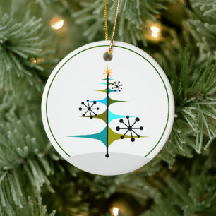 Ornamento De Cerâmica Árvore de Natal - Atômico de Meio século