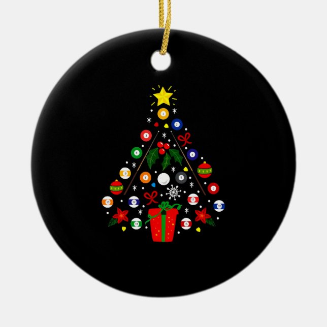 Ornamento De Cerâmica Árvore de Natal Billiard (Frente)
