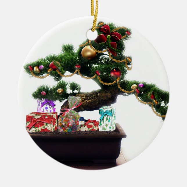 Ornamento De Cerâmica Árvore de Natal Bonsai (Frente)