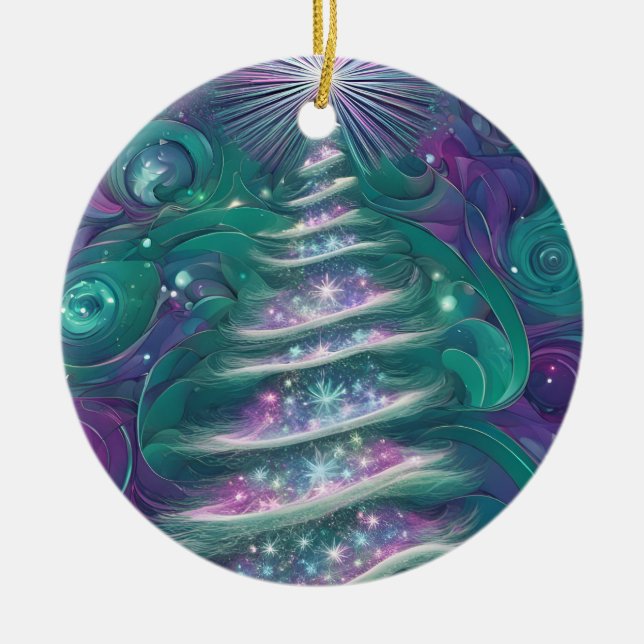 Ornamento De Cerâmica Árvore de Natal Brilhante (Frente)