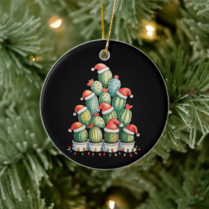 Ornamento De Cerâmica Árvore de Natal Cacto Luzes de Natal Suculenta Pap