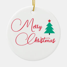 Ornamento De Cerâmica Árvore de Natal Calligraphy Feliz Natal