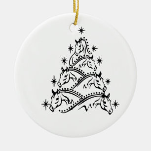 Ornamento De Cerâmica Árvore de Natal Cavalos Feriado Equestre Natal