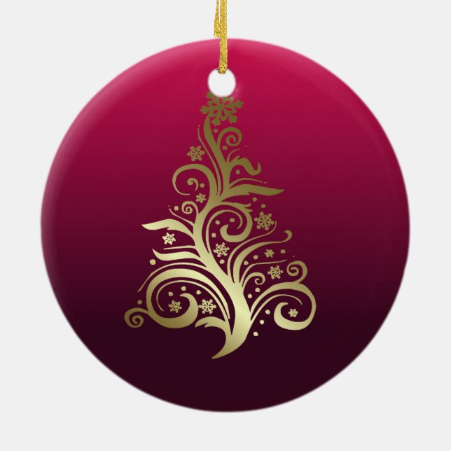 Ornamento De Cerâmica Árvore de Natal cintilante (Traseira)