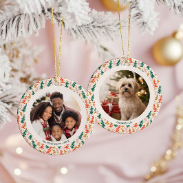 Ornamento De Cerâmica Árvore de Natal Colorida Duas Fotos