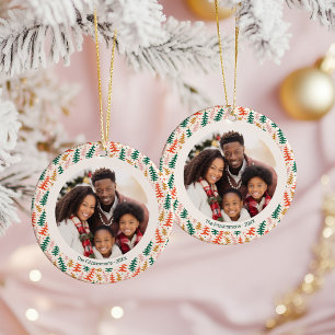 Ornamento De Cerâmica Árvore de Natal Colorida Foto de 2 Lados