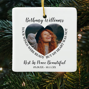 Ornamento De Cerâmica Árvore de Natal com Foto Personalizada do Coração