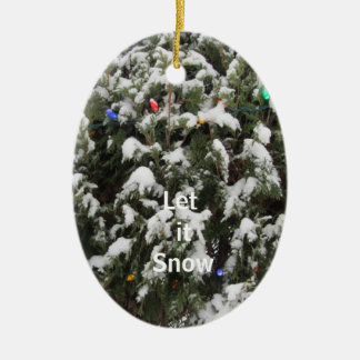 Ornamento De Cerâmica Árvore de Natal com neve e luzes