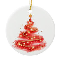 Árvore de Natal com Redemoinho de Brilho Vermelho