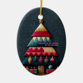 Ornamento De Cerâmica Árvore de Natal com Textura de Tecido Acolchoado