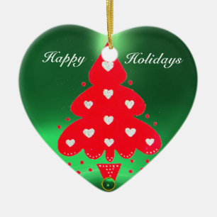 Ornamento De Cerâmica ÁRVORE DE NATAL Coração