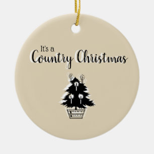 Ornamento De Cerâmica Árvore de Natal Country Old Fashioned Bege