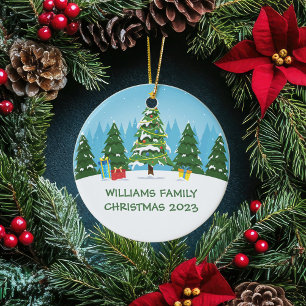 Ornamento De Cerâmica Árvore de Natal da Família Personalizada e Bonita