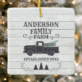 Ornamento De Cerâmica Árvore de Natal da Fazenda Família Personalizada