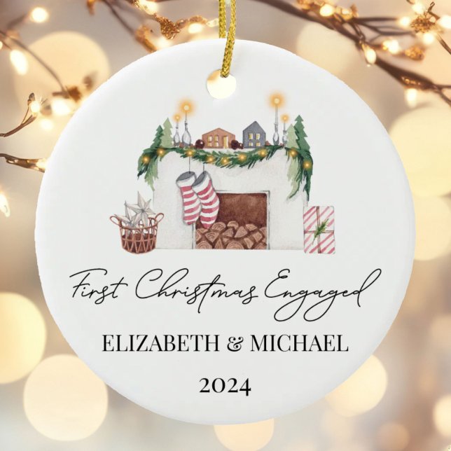 Ornamento De Cerâmica Árvore de Natal de 1rua em Aquarela Envolvida (Criador carregado)