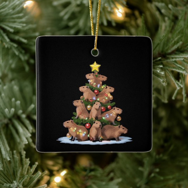 Ornamento De Cerâmica Árvore de Natal de Capybara Dão-lhe Engraçada Capt (Árvore)