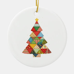 Ornamento De Cerâmica Árvore de Natal de Colcha Festiva Amantes de Colch