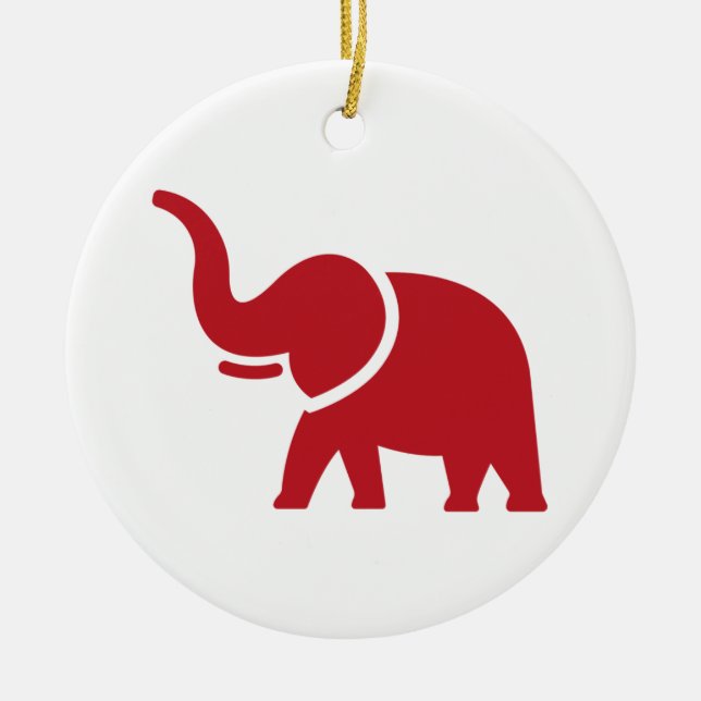 Ornamento De Cerâmica Árvore de Natal de Elefante Vermelho (Frente)