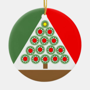 Ornamento De Cerâmica Árvore de Natal de Engrenagens Mecânicas