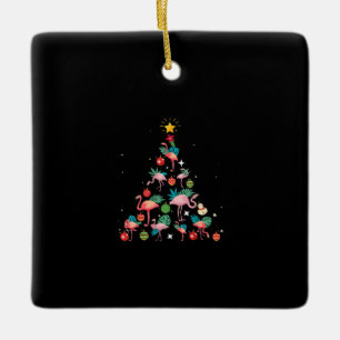 Ornamento De Cerâmica Árvore de Natal de Flamingo Engraçado