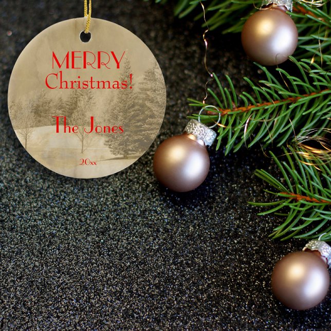 Ornamento De Cerâmica Árvore de Natal de Foto Retroativa (Criador carregado)