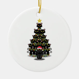Ornamento De Cerâmica Árvore de Natal de gatos pretos