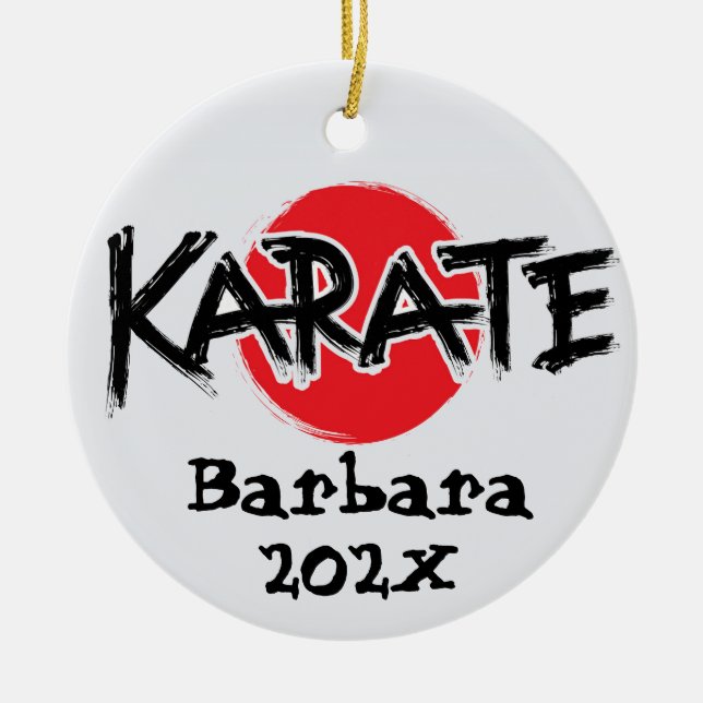 Ornamento De Cerâmica Árvore de Natal de Karate Personalizada (Frente)