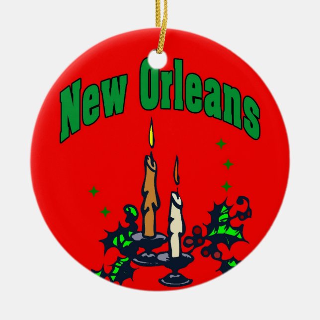 Ornamento De Cerâmica Árvore de Natal de Nova Orleans (Frente)