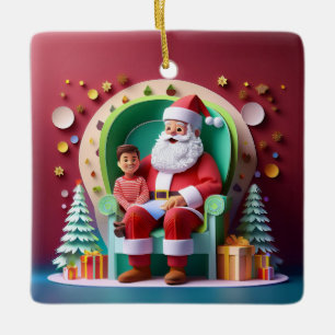 Ornamento De Cerâmica Árvore de Natal de Papel em Camadas Santa Clause