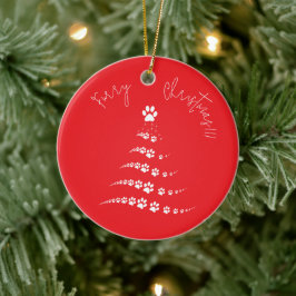 Ornamento De Cerâmica Árvore de Natal de Paw | Fúria de Natal