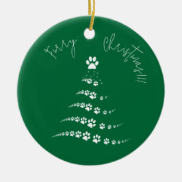 Ornamento De Cerâmica Árvore de Natal de Paw | Fúria de Natal