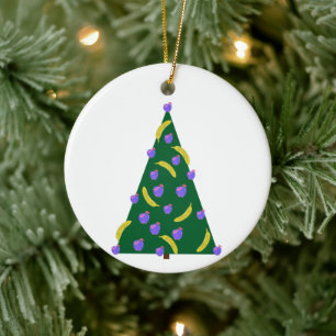 Ornamento De Cerâmica Árvore de Natal de pop Art com Maçãs e Bananas