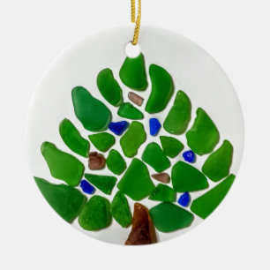 Ornamento De Cerâmica Árvore de Natal de vidro do mar verde