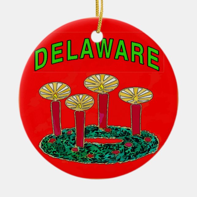 Ornamento De Cerâmica Árvore de Natal Delaware (Frente)