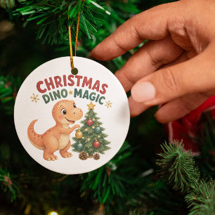 Ornamento De Cerâmica Árvore de Natal Dino Magic Baby T-Rex
