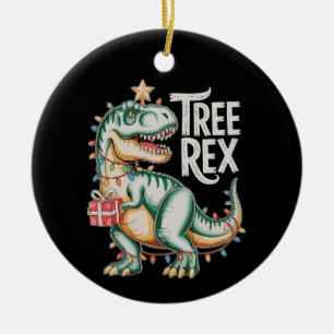 Ornamento De Cerâmica Árvore de Natal Dinossauro T Rex Luzes de Natal Fé