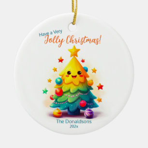 Ornamento De Cerâmica Árvore de Natal divertida