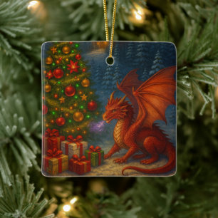 Ornamento De Cerâmica Árvore de Natal do Dragão de Natal