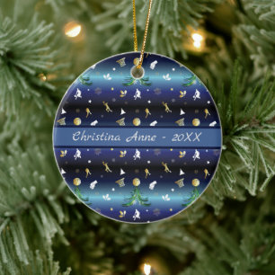 Ornamento De Cerâmica Árvore de Natal do jogador de basquetebol